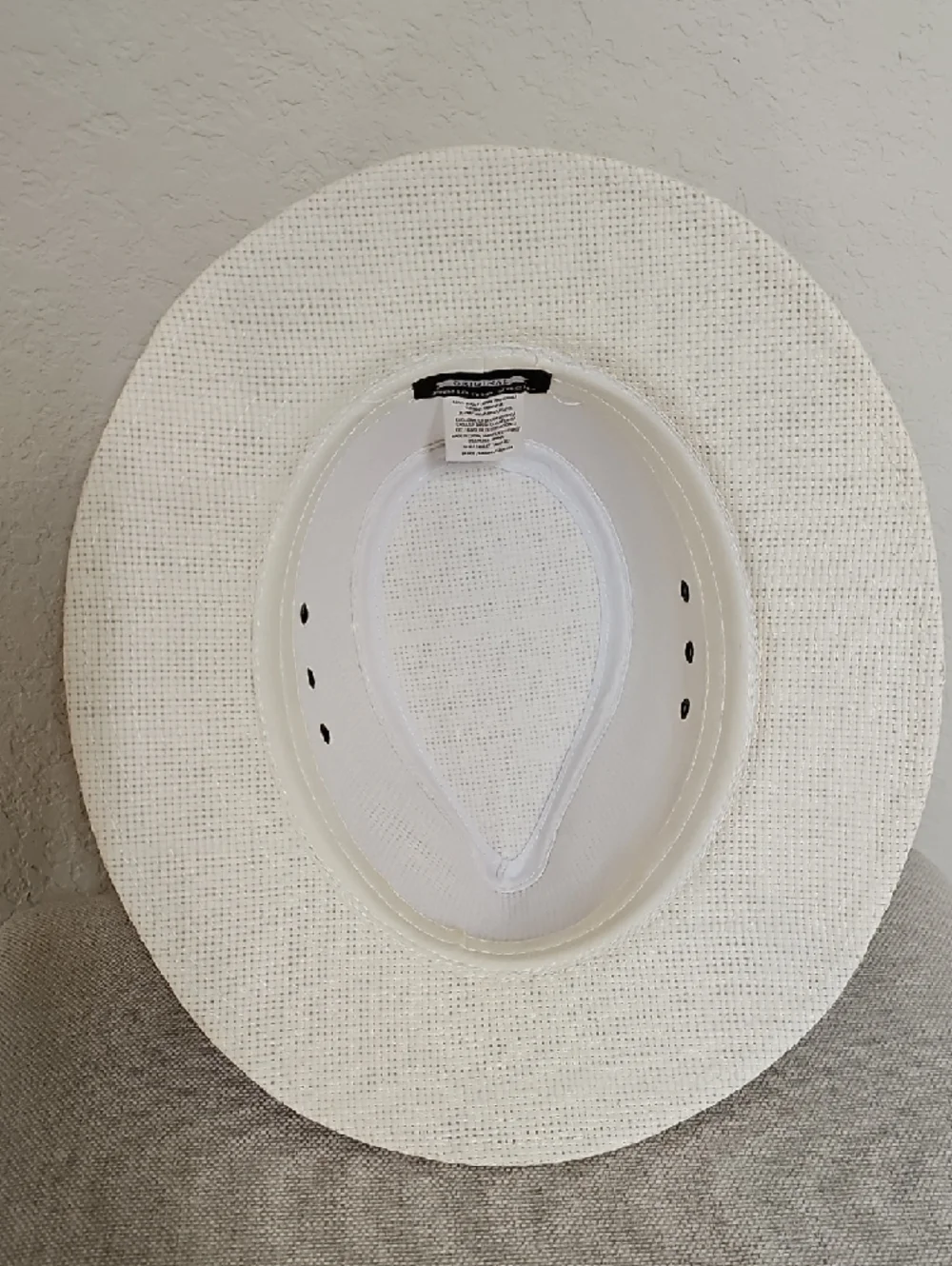 Panama Jack Cream Straw Fedora Safari Hat with 2-Pleat Black Band L - Picture 6 of 10